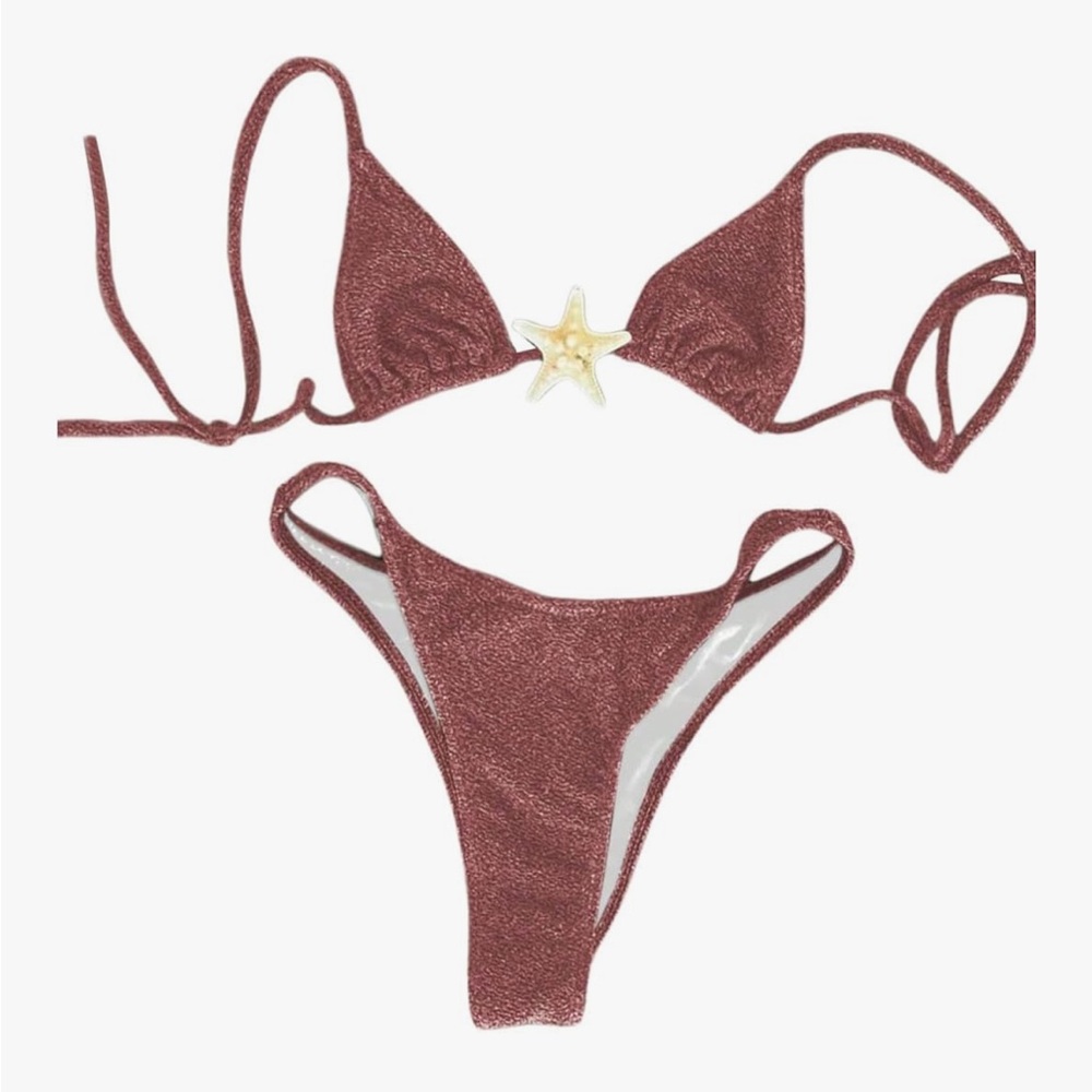Never worn - Red Glitter Bikini Set